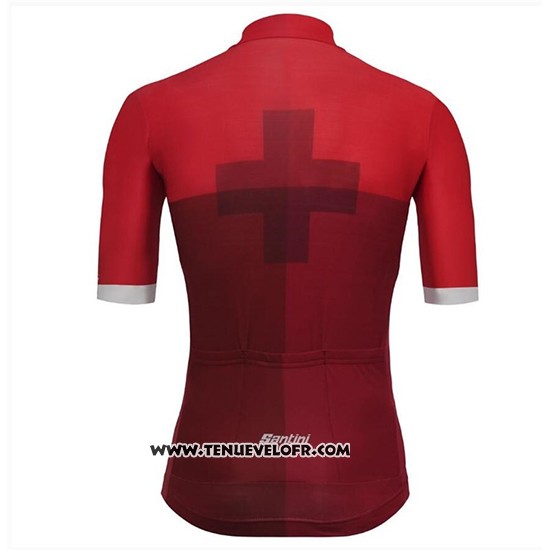 2018 Maillot Ciclismo Tour DE Suisse Cross Rouge Manches Courtes et Cuissard